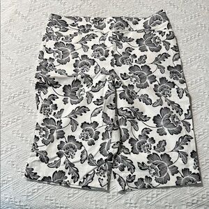 Chico's Black and White Bermuda Shorts with Intricate Print